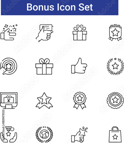 Obraz Bonus, benefit, offer and reward. Vector linear icon
