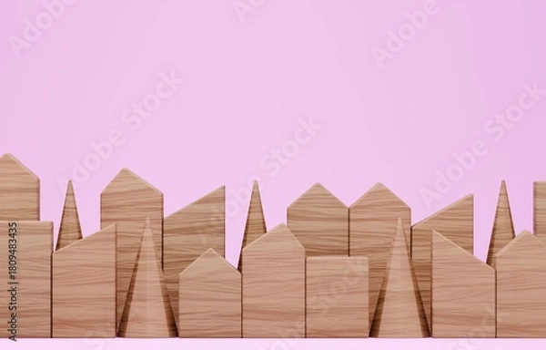 Fototapeta 3D画像_積み木の家