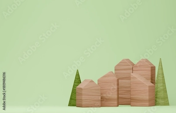 Fototapeta 3D画像_積み木の家
