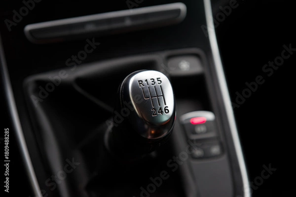 Obraz Levier de vitesse manuel de voiture en gros plan