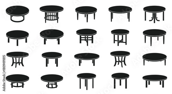 Obraz Collection of various simple table designs in a grid arrangement