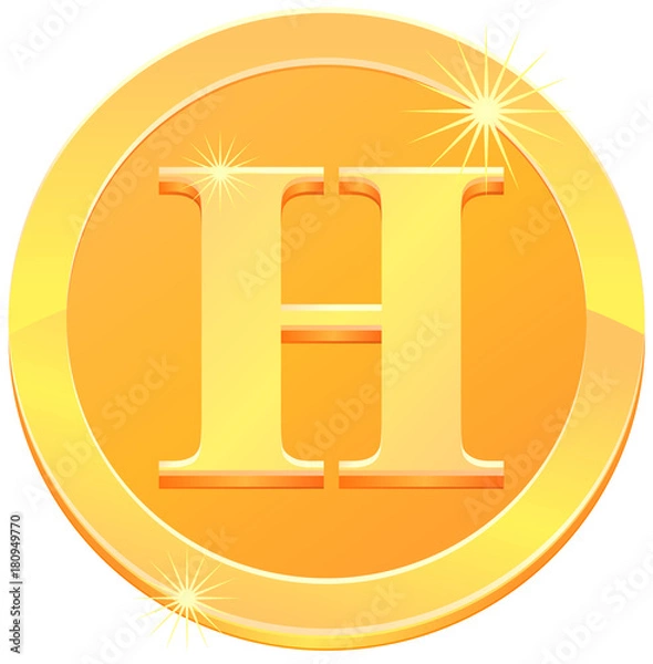 Obraz Gold coin with letter H design vector image