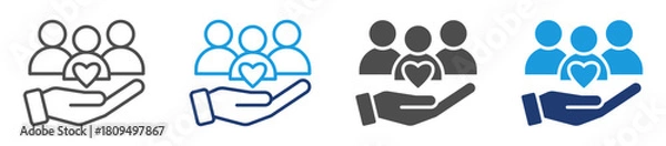 Fototapeta community building icon set with multiple style