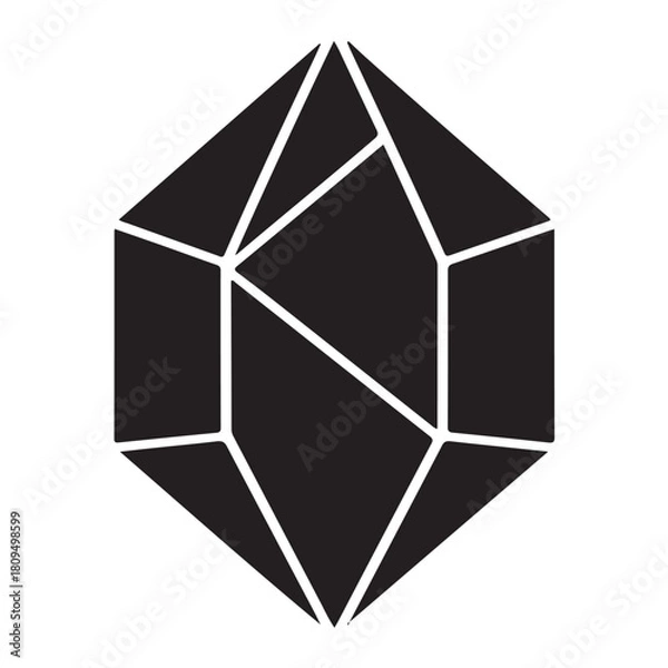 Fototapeta Abstract geometric black crystal shape with sharp edges and facets