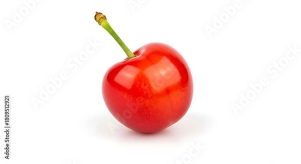 Obraz Single Fresh Red Cherry on White Background.