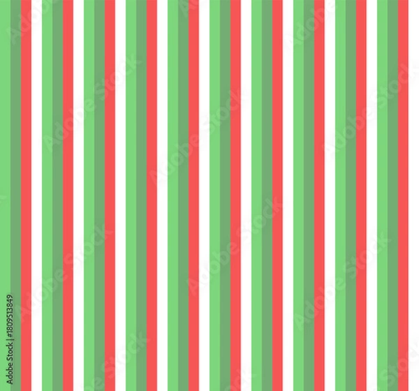 Fototapeta Seamless vertical stripe pattern in various shades of red, green, and white.