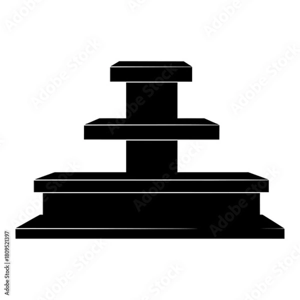 Fototapeta Simple tiered fountain graphic isolated on white background, Vector, illustration