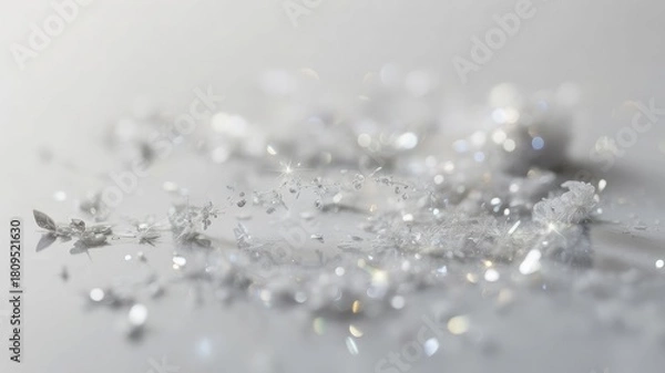 Fototapeta Elegant silver glitter and sparkly embellishments create a magical winter scene