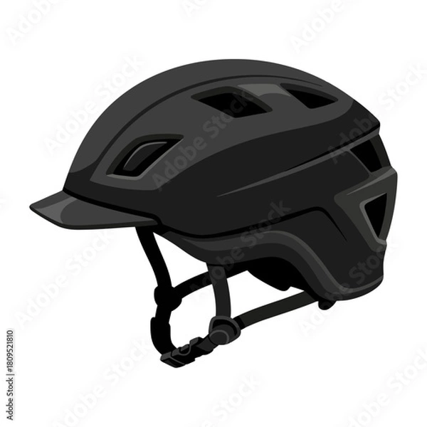 Obraz Black cycling safety helmet art isolated on white background, Vector, illustration
