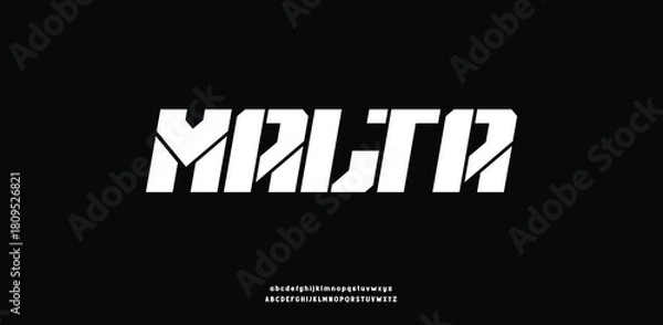 Obraz Vector Gourmet Advertisement Modern Cuisine. Elegant Pure White Font. Typography Minimal Alphabet Letters and Numbers set