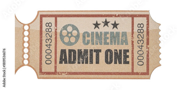 Fototapeta old entry ticket with serial number