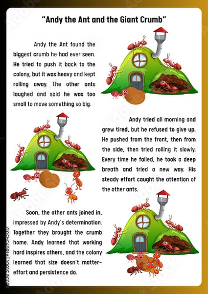 Obraz Children's Story "Andy the Ant" and the Giant Crumb - A Tale of Perseverance and Teamwork