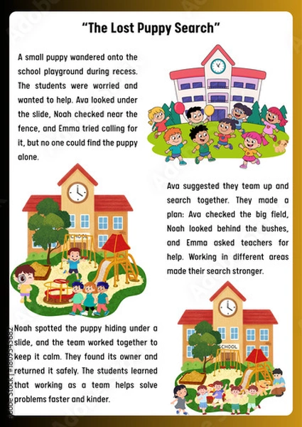 Obraz The Lost Puppy Search A heartwarming story of cooperation and community finding a missing pet in a school setting