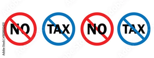 Obraz No Tax & Duty-Free Icon Set – Tax-Free, Tax Boycott, and Prohibited Signs, Vector Concept for Promotion and Illustration