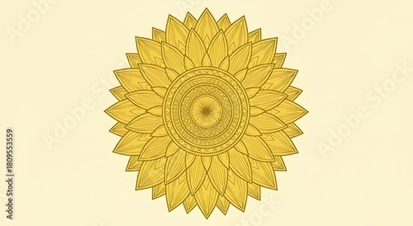 Fototapeta Golden Sunflower Mandala Design with Intricate Petal Patterns.