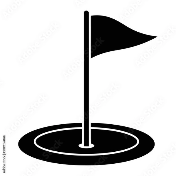 Fototapeta Golf flagstick with hole icon isolated on white background, Vector, illustration
