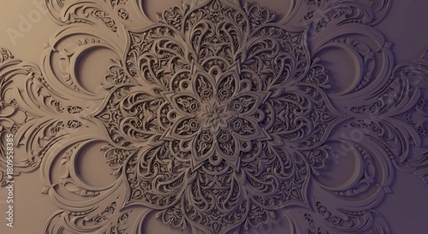 Fototapeta Intricate Mandala Pattern with Gradient Lighting and Embossed Detail.