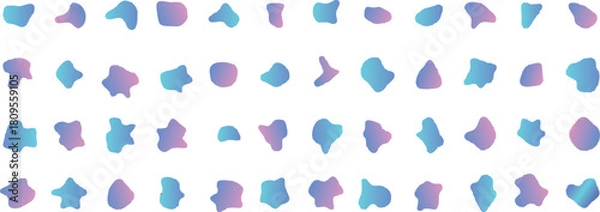Obraz Abstract Liquid Blob Shapes Vector Set, Modern Gradient Elements Collection, Organic Irregular Amoeba Water Drops, Duotone Blue and Purple Fluid Graphic Design Assets.