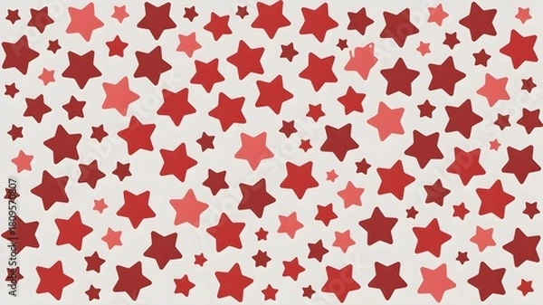 Fototapeta Festive red star pattern background with various sizes and shades