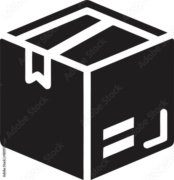 Fototapeta Delivery box silhouette  icon vector  on white background 