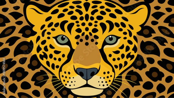 Fototapeta Leopard or jaguar cheetah face leopard background 