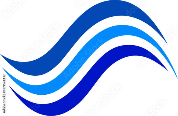 Fototapeta Modern tech wave lines blue  white background 