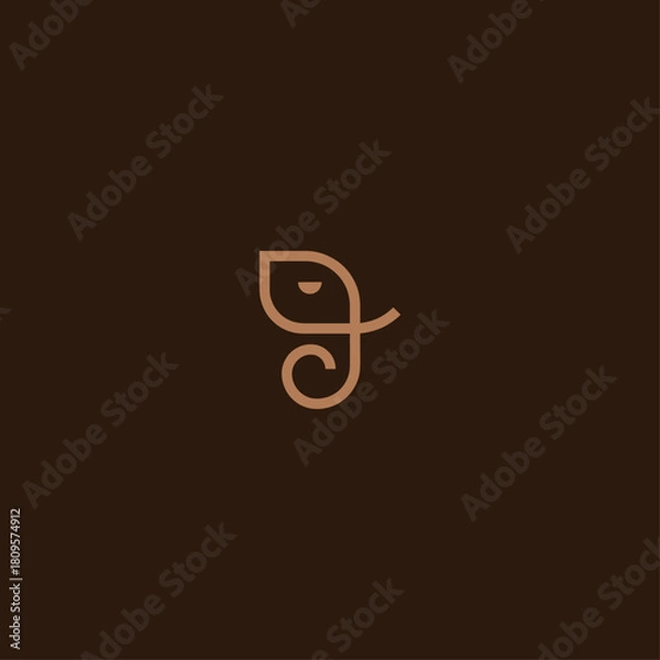 Obraz Minimal elephant logo Icon flat vector design