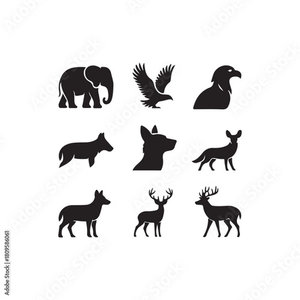 Obraz black silhouettes of animals.vector eps 10