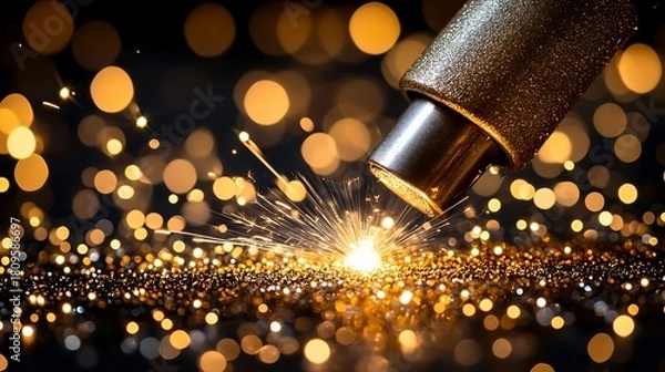 Obraz Welding sparks closeup with black background.