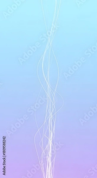 Fototapeta Abstract image of flowing white lines against a gradient background of light blue and lavender, creating a sense of movement and ethereal quality.