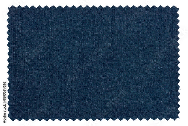 Fototapeta Dark blue denim fabric sample with zigzag edges for texture on a transparent background