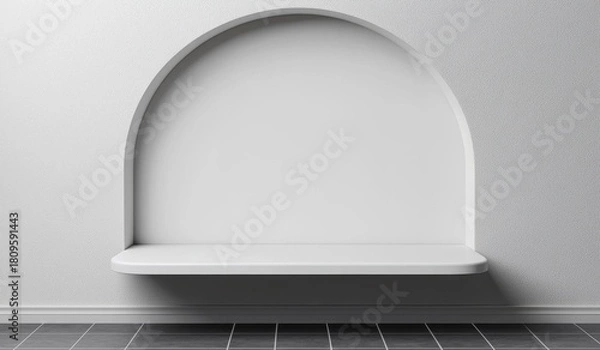Obraz Minimalist Arch Shelf Design in Modern Empty Interior Space