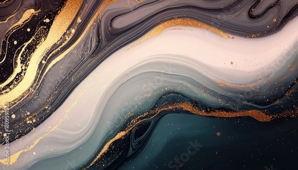 Obraz Elegant Abstract Swirl Pattern with Gold Accent on Dark Background