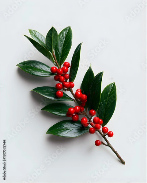 Obraz Red Berries and Glossy Leaves 