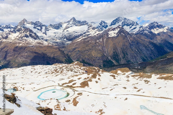Obraz View of the Pennine Alps from Gornergrat close to Zermatt, Switzerland