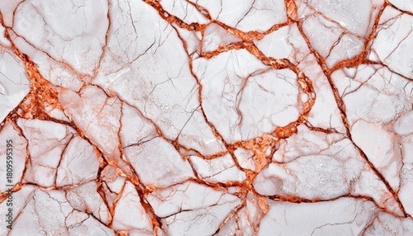 Obraz Elegant Marble Background with White and Copper Veins for Design
