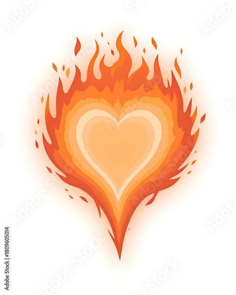 Fototapeta Heart Shaped Fire Flame Illustration