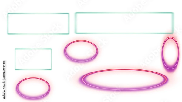 Fototapeta Soft Pastel Neon Frames and Ovals Set