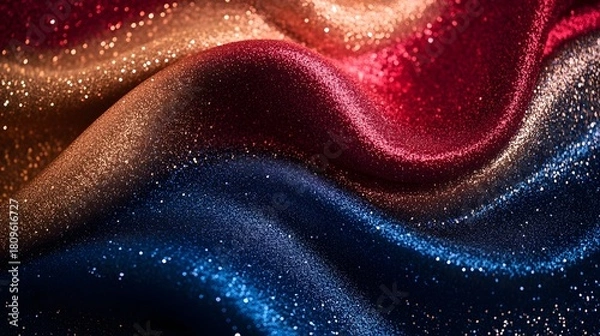 Fototapeta Mesmerizing Waves of Colorful Glittering Lights in Surreal Nightscape