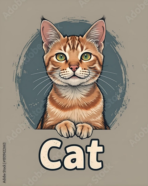 Fototapeta Cute Cat Portrait Illustration