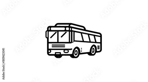 Obraz Minimalist line icon of a bus public transport vehicle