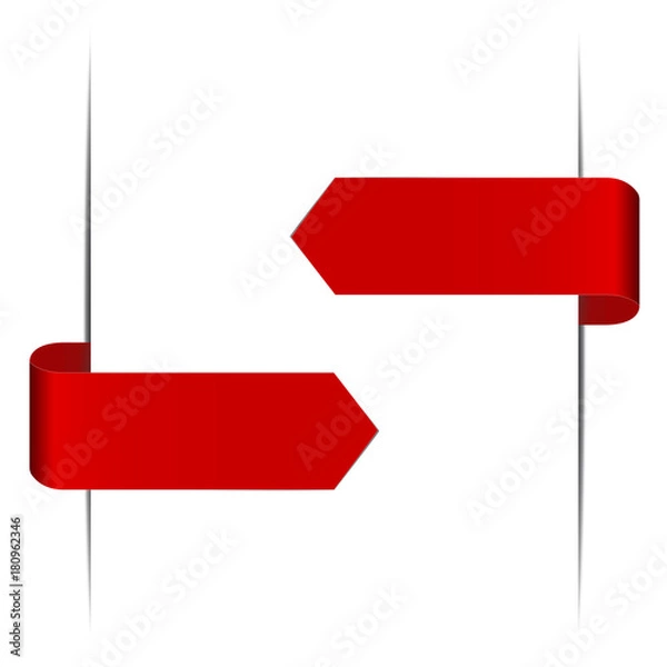 Fototapeta Red vector arrows in form of paper stickers