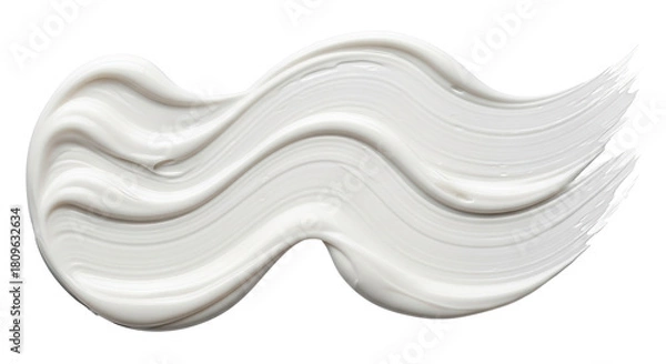Fototapeta Thick layered lotion smear forming abstract waves on white