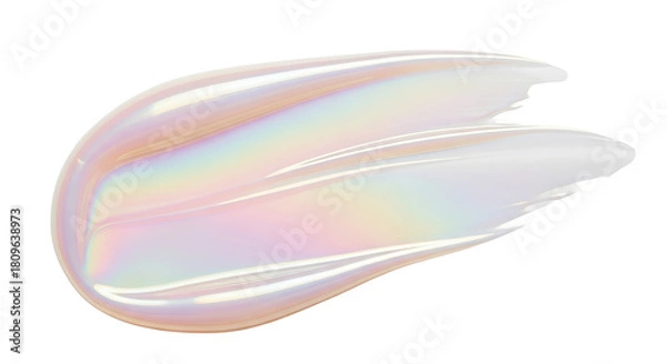Fototapeta Soft pearlescent glossy smear subtle rainbow gleam over white