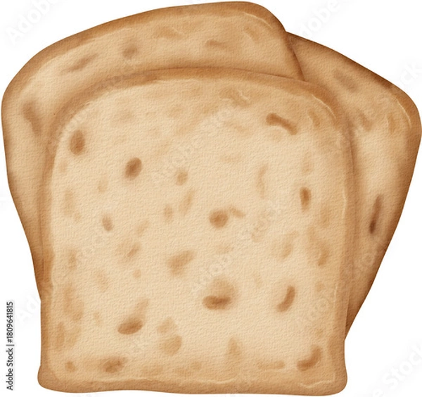 Obraz Watercolor Toasted Bread Slices