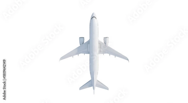 Obraz Top- Down View of a White Airplane on Black Background