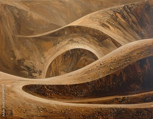 Fototapeta Rolling, eroded sandy hills form arches and valleys