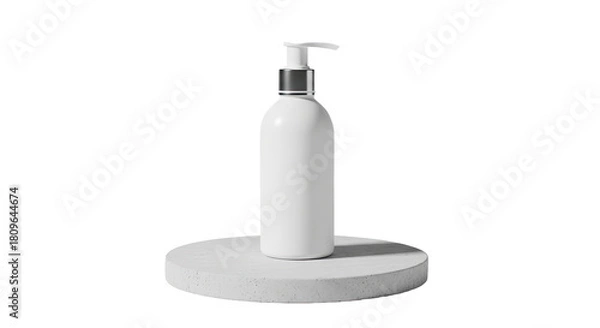 Obraz Sleek cosmetic pump bottle standing on minimal podium