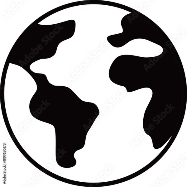 Fototapeta 地球のアイコン　モノトーン