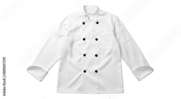 Obraz White Double Breasted Chef Jacket with Black Buttons